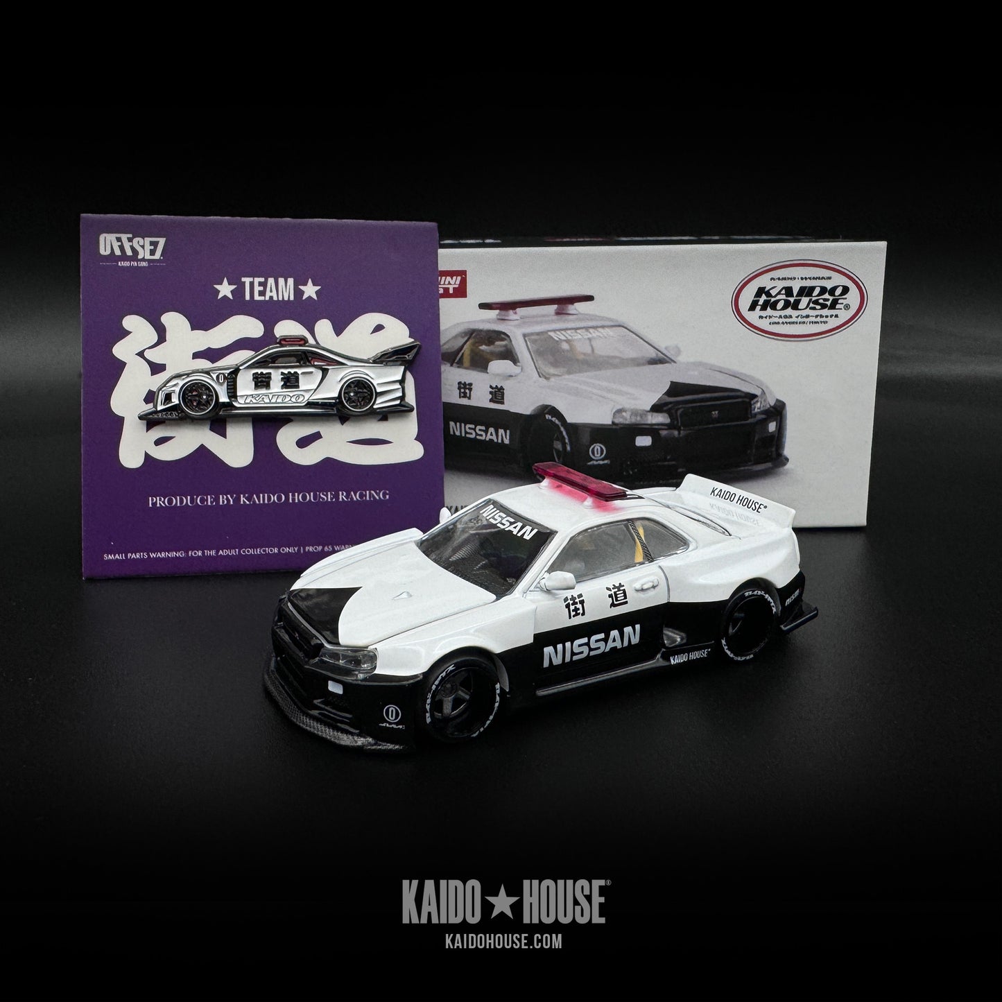 OFFSE7® JDM Police Pin & Kaido GT Nissan Skyline GT-R (R34)  Kaido Works™ V2 Aero (Japan Police)